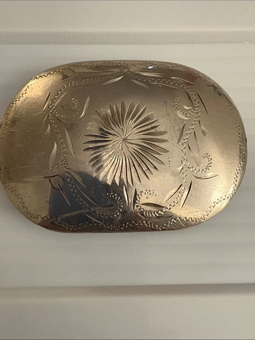 Vintage R&B Colorado German Silver Belt Buckle Hand Engraved Western Starburst